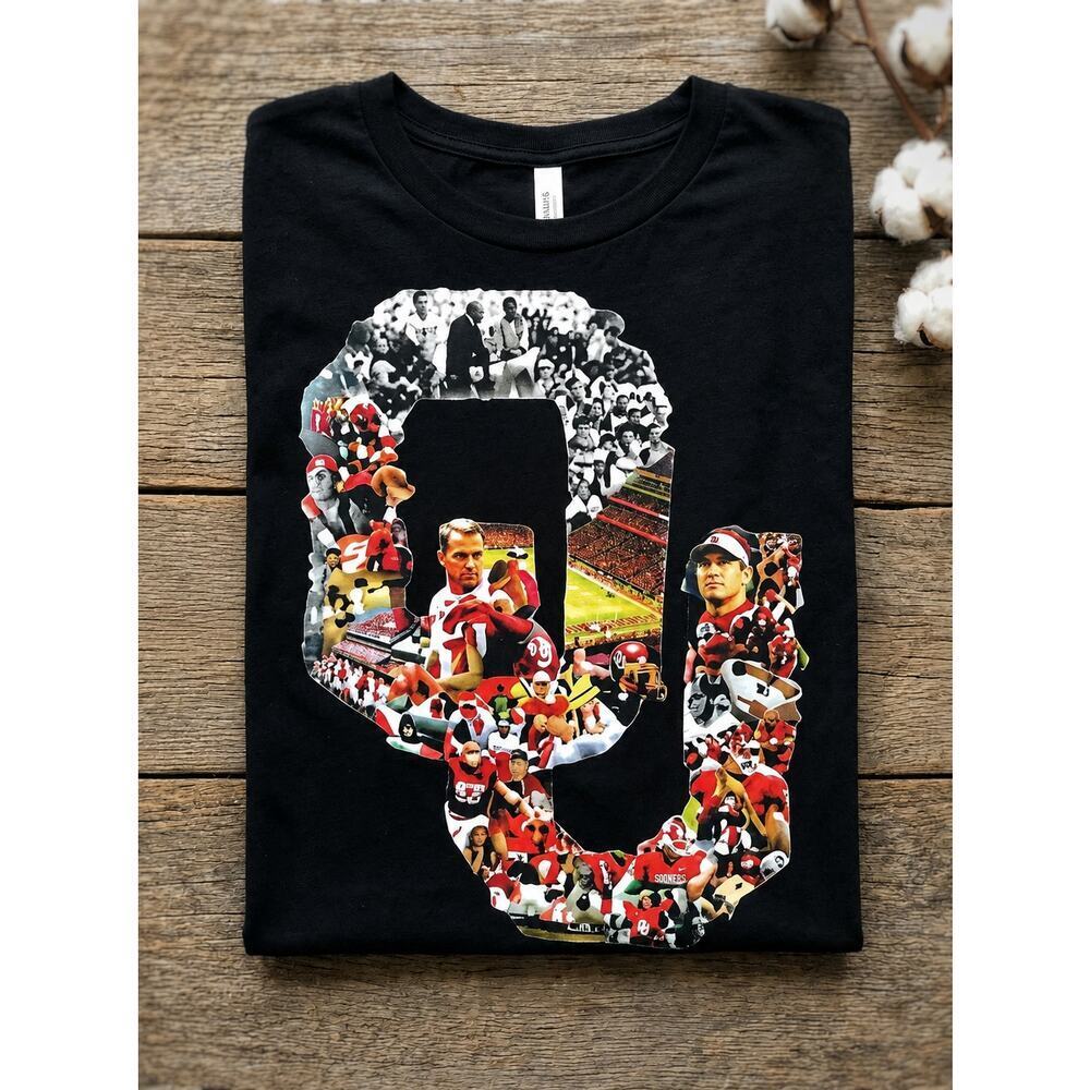 Oklahoma University History OU T-Shirt Mens Lg Black Boomer Sooner Nation Retro